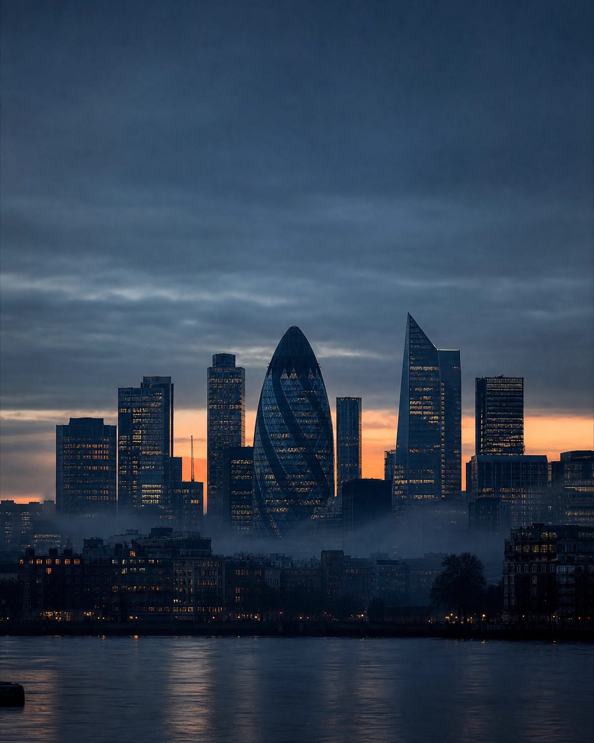 City of London skyline at dusk