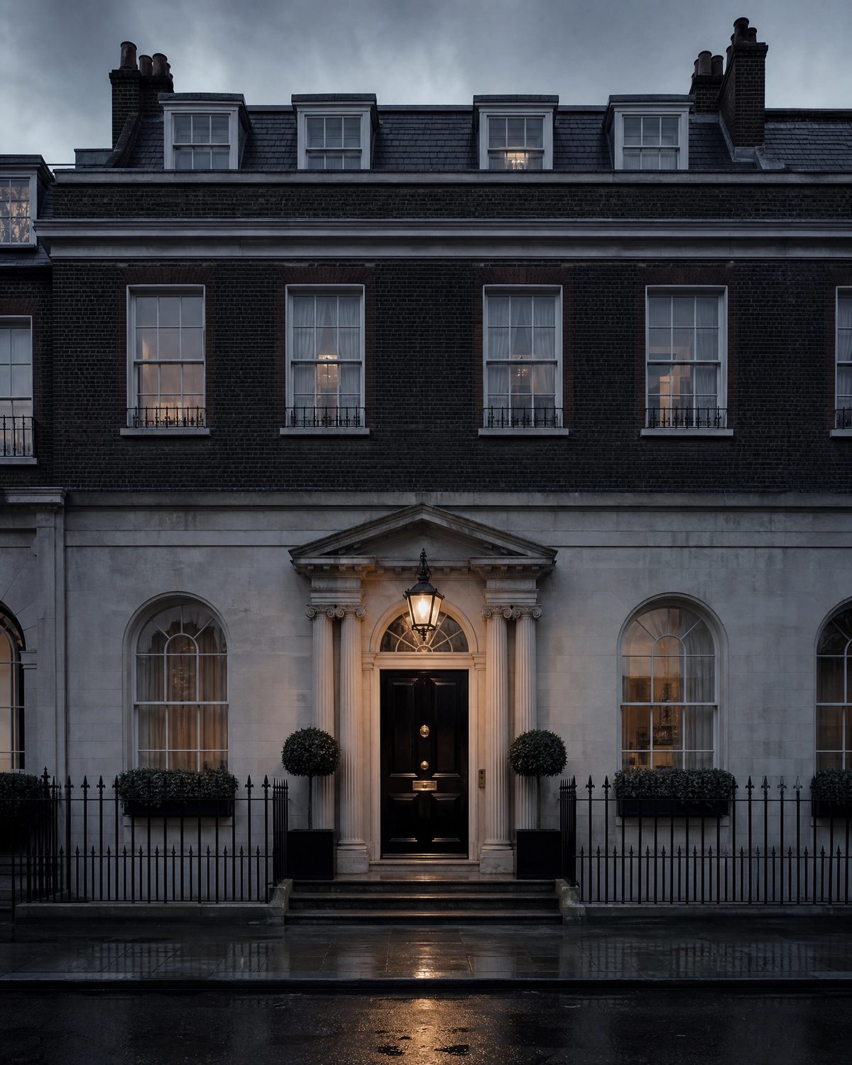 Georgian townhouse facade in Mayfair