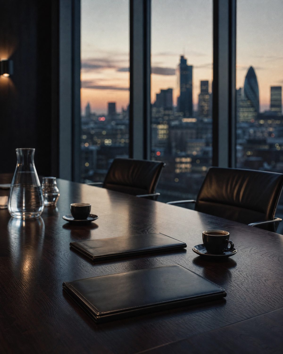 Boardroom table after a transaction closing